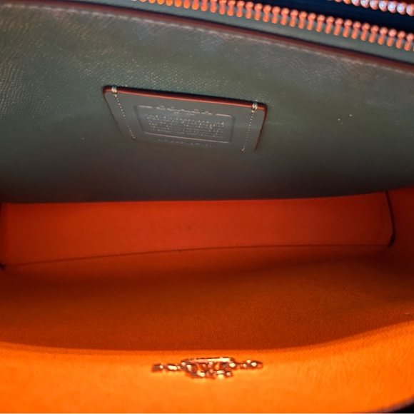 Red Coach Mollie Tote with blue and yellow interior - Picture 5 of 5